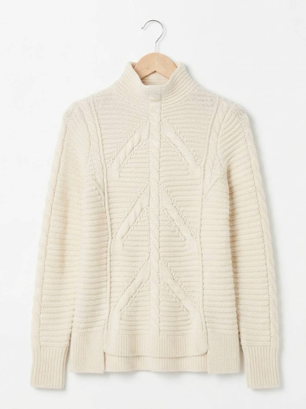 Vintage GAP CableKnit Funnel Neck Sweater Fisherman XS Oversized